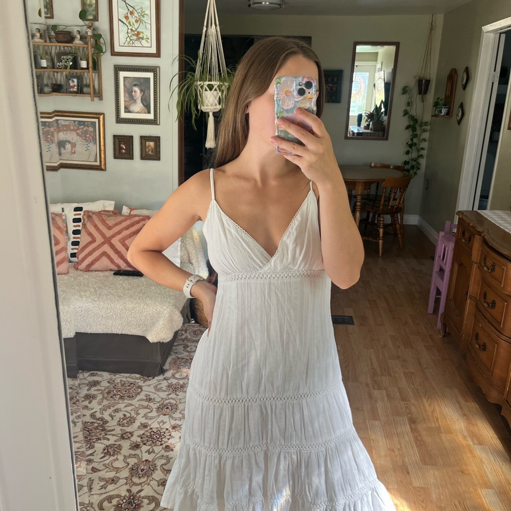 Vintage cotton Midi Dress with embroidery